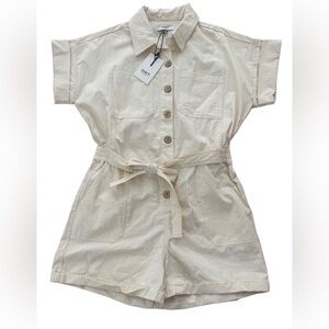 OAT New York NWT Cream Cotton Cargo Utility Romper